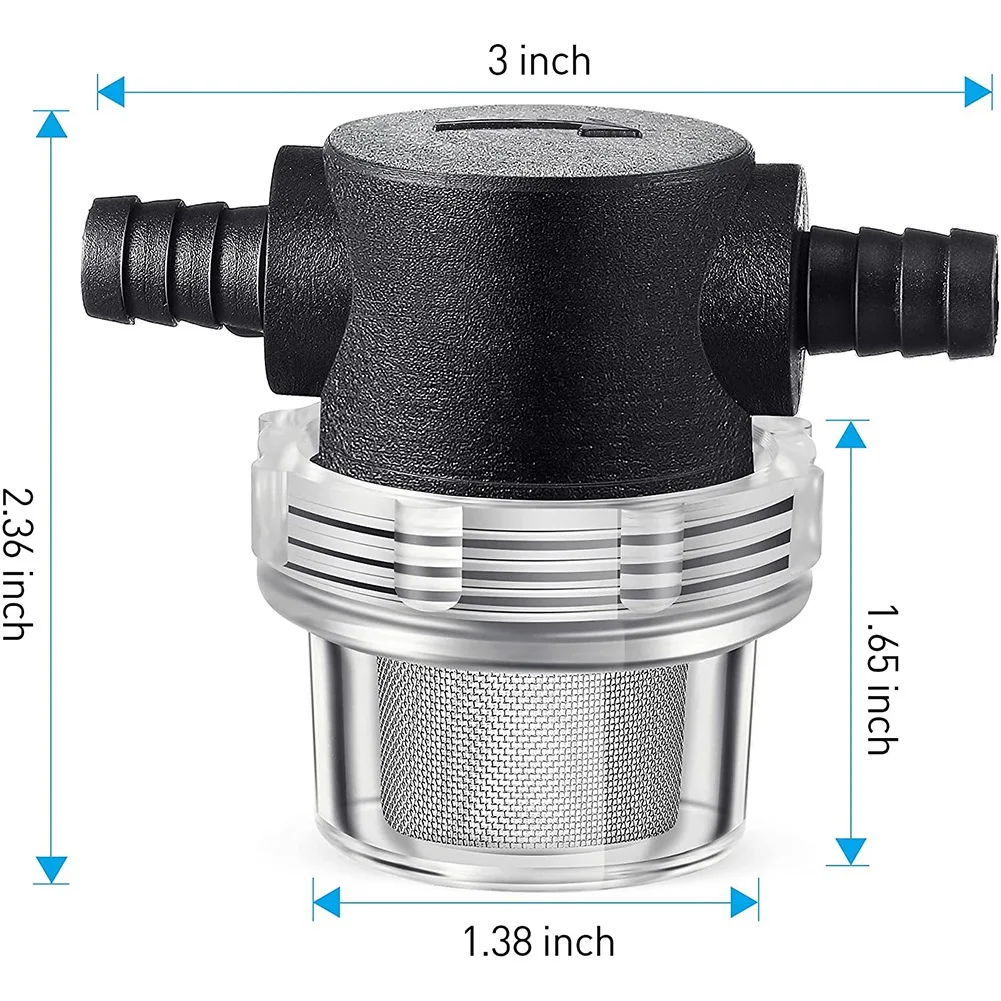 Water Pump Strainer,3/8 Inch Hose Barb In-Line Strainer Twist-on Pipe Sprayer Filter for Water Pump 12V DC 80PSI Camper