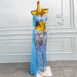 BellyDance Costume Women's Customized High-end Luxury Rhinestone Satin Dress Adult Children Oriental Dance Performance Clothing