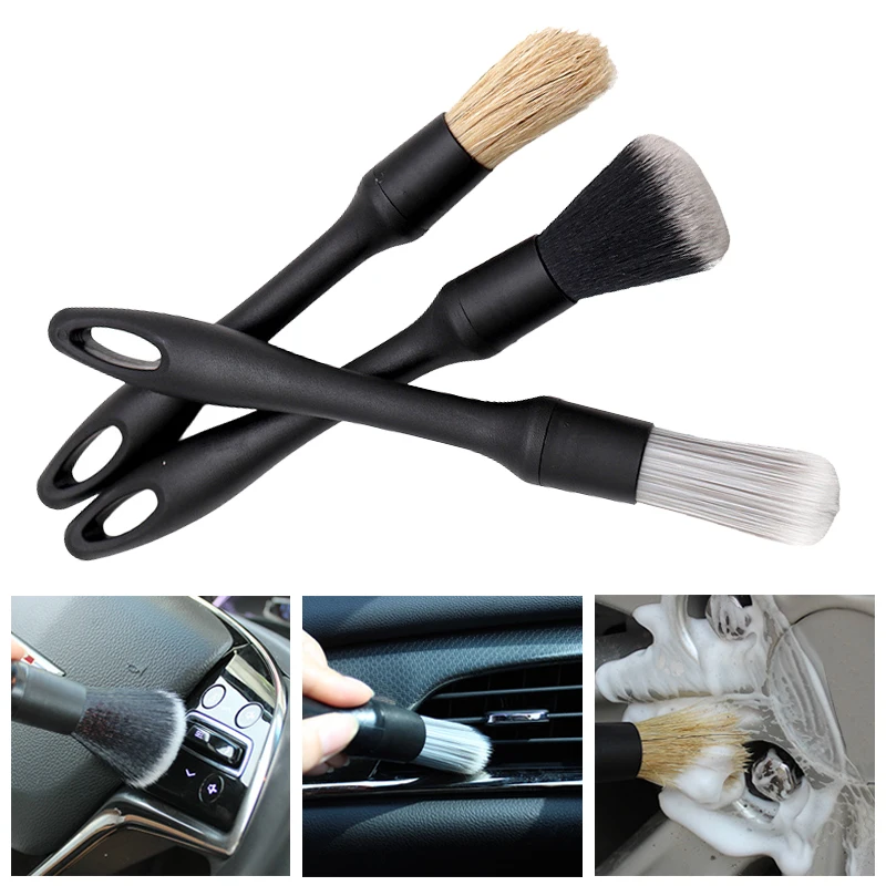 

3Pcs Car Cleaning Brushes Kit Universal Car Dash Duster Brush Interior Super Soft Synthetic Bristles Detail Brush Auto Accessory