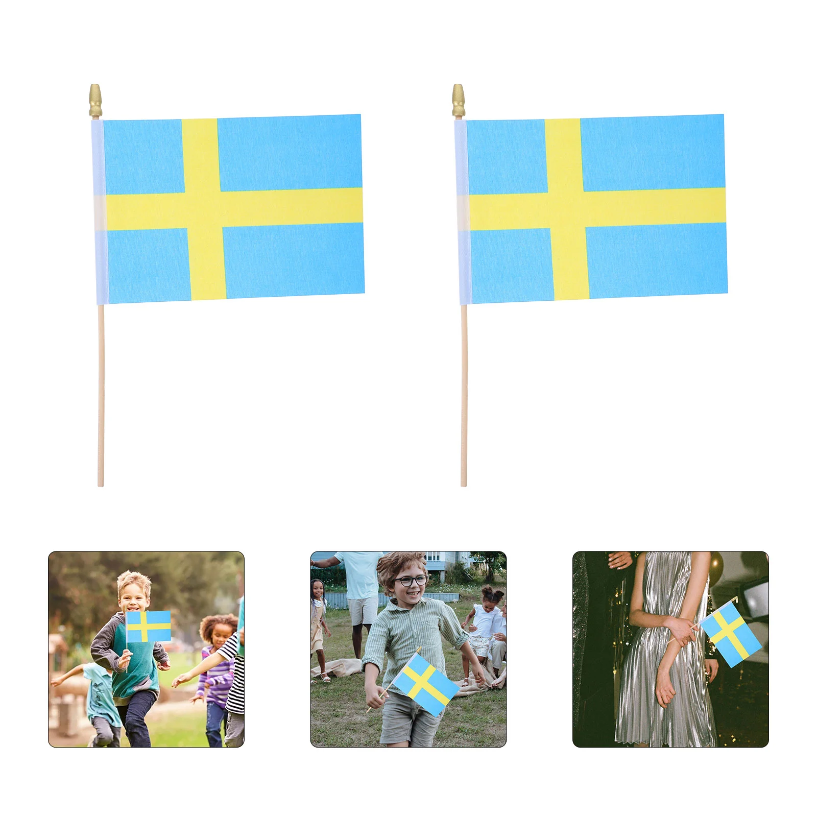 

25 Pcs Mini Swedish Flag Hand-held Stick Cocktail Food Flags on Wood Cheese Markers Picks for Appetizers International