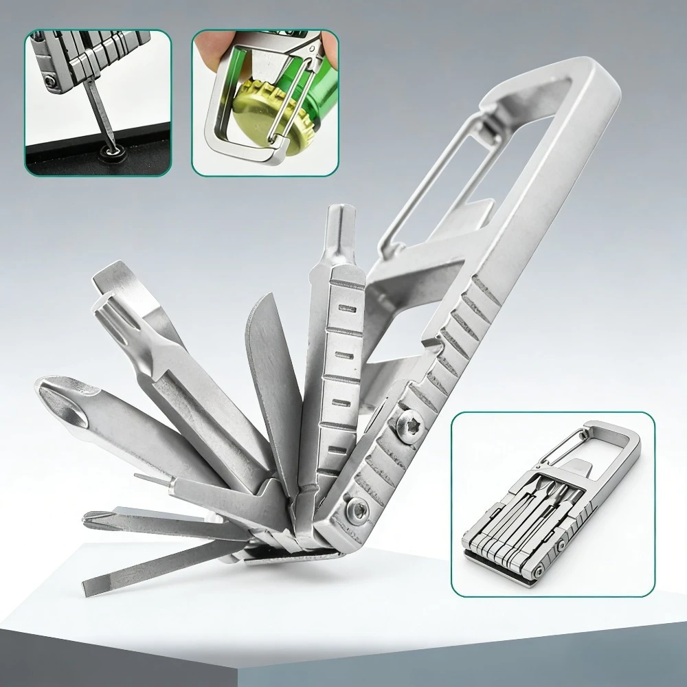 

Многофункциональный складной набор инструментов из нержавеющей стали 2026: открывалка для бутылок, держатель для телефона, снаряжение для кемпинга, компактный портативный мультитул