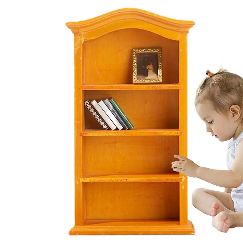 

Miniature Bookshelf Realistic Wooden Model Tiny Bookcase 1:12 Cute Doll House Accessories Miniature Decor For Dining Room