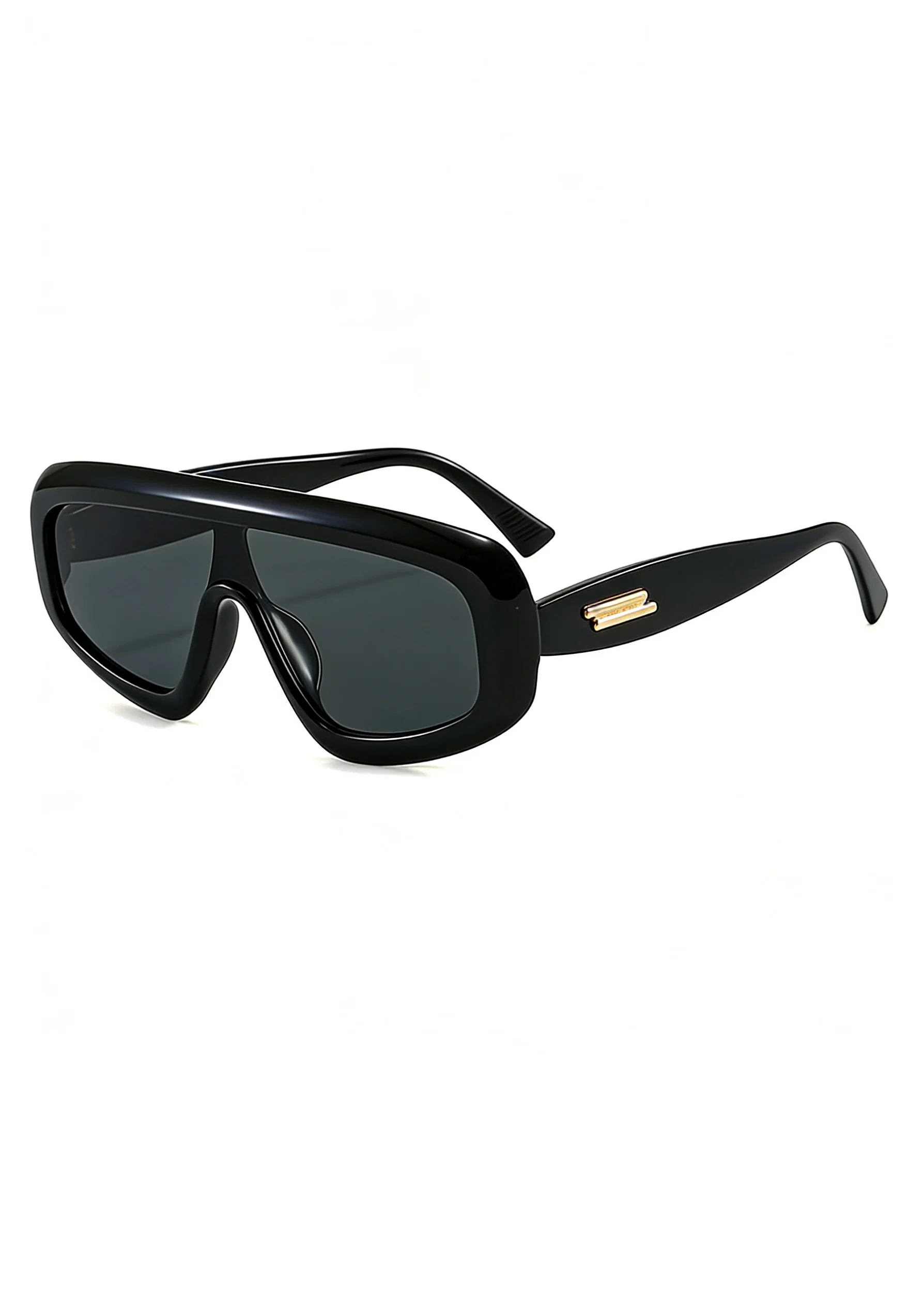 1PC Unisex Large Shield Frame Fashion Sunglasses with Decorative Temple Arms Suitable for Various Face Types