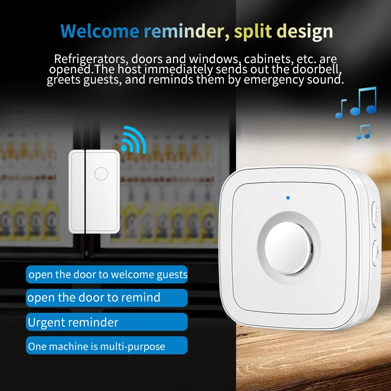 

CACAZI wireless door magnet 918 feet 280 meters range 52 melody alarm windows M12 household anti-theft magnetic sensor shop alar