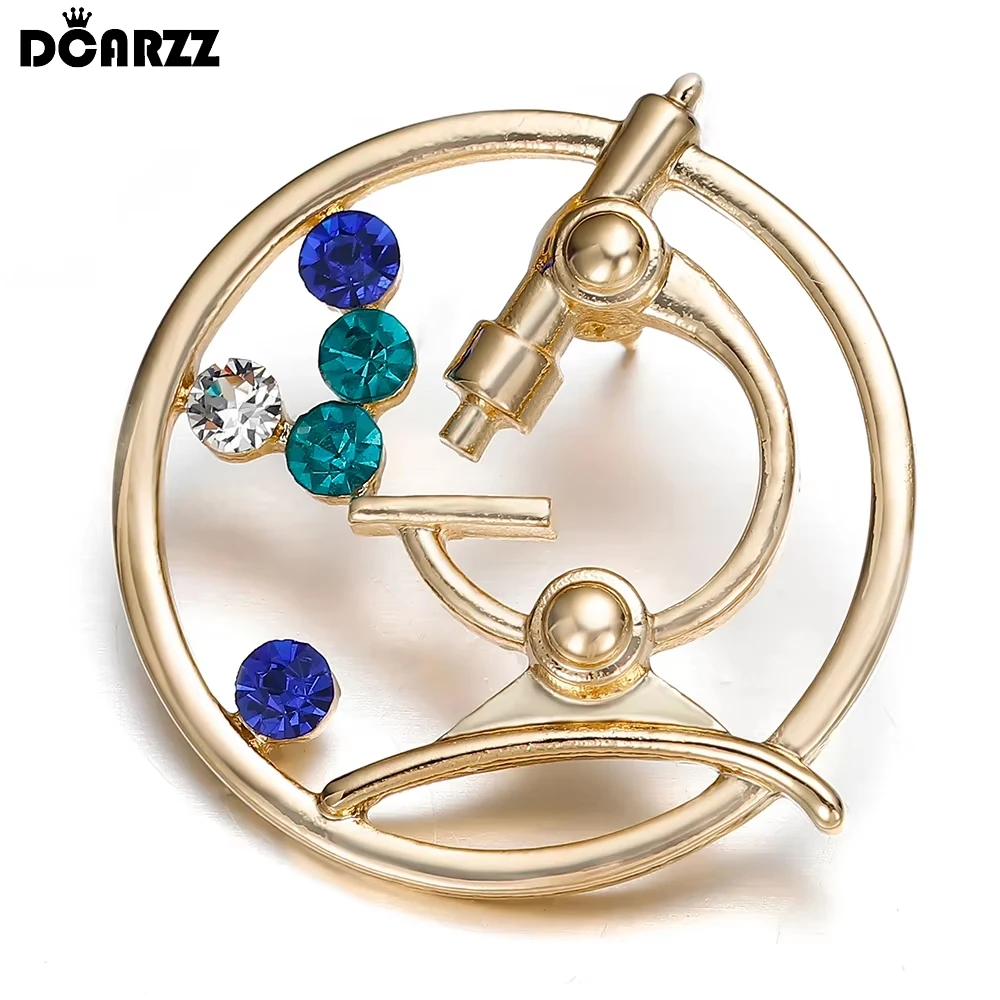 DCARZZ Crystal Pin Brooch Microscope Biology Chemistry Student Graduation Medical Women Gift