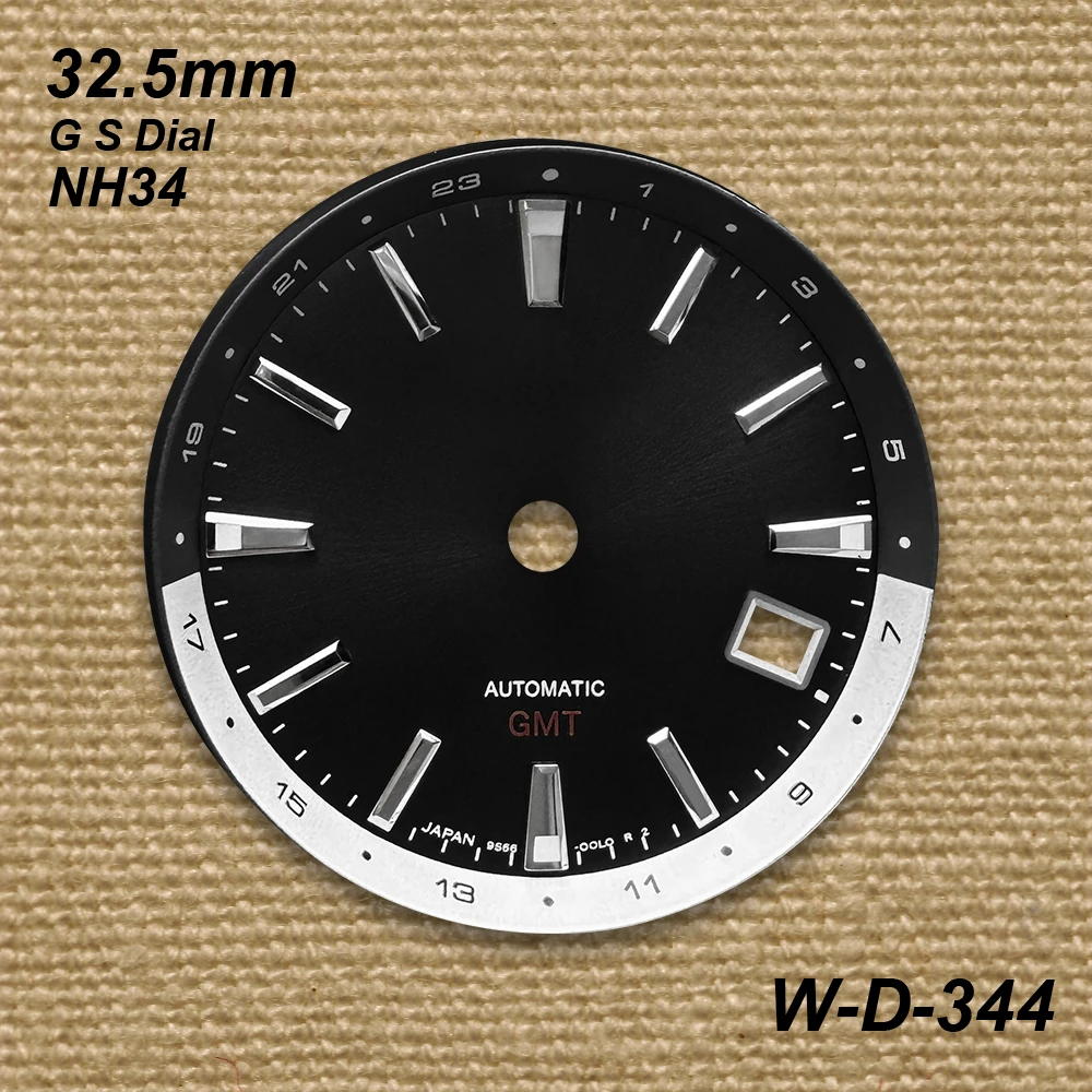 32.5mm logotipo gs de alta qualidade gmt dial para movimento nh34 acessórios de modificação de relógio luminoso verde