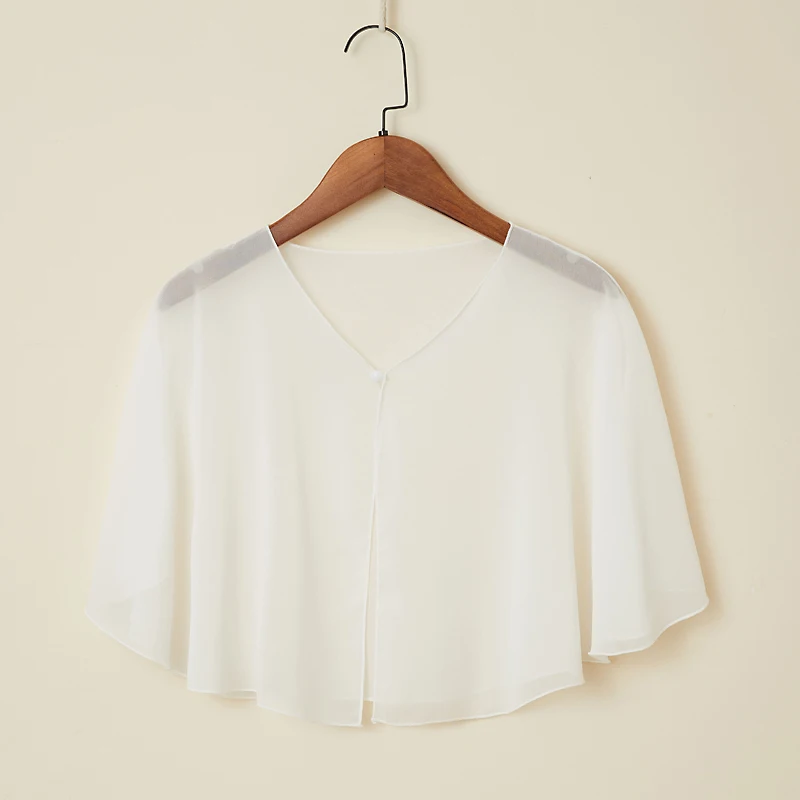 Korean Women Sunscreen Clothing Summer Thin Transparent Short Jacket Neck Guard Cloak Sun Shawl Solid Chiffon Cardigan Scarf R28