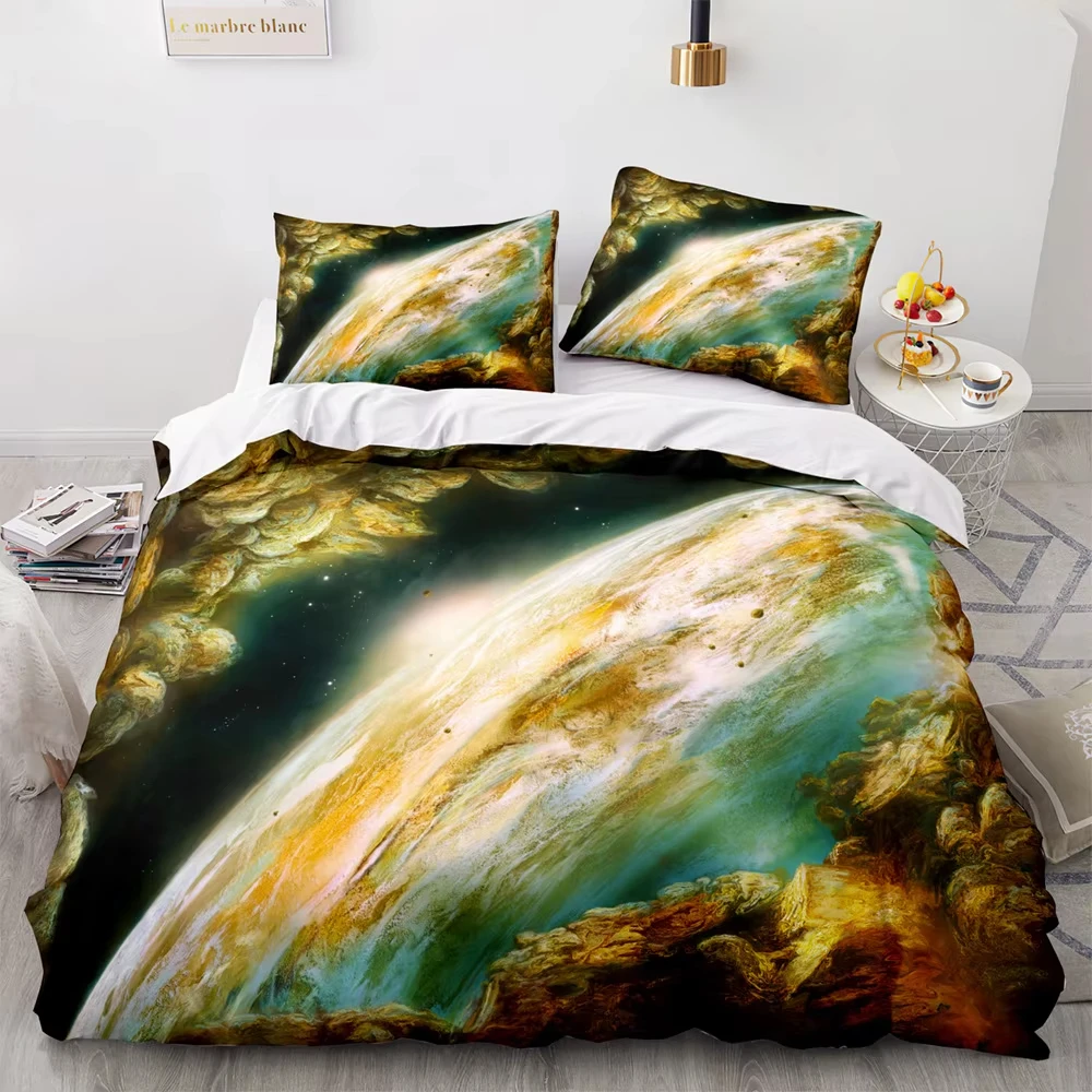 Universe Planet Duvet Cover Full King Size Outer Space Galaxy Bedding Set Astronomy Comforter Cover for Teens Adults Bedroom