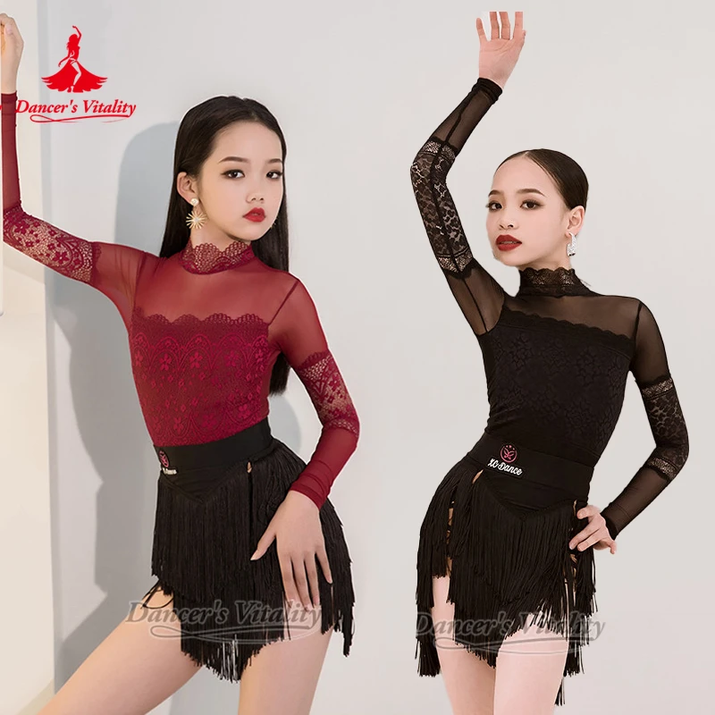 Two Colors Are Optional Bodysuit+Tassels Skirt Practise&Perform Latin Dancing Suit Teenagers Samba Clothing Dancer's Vitality