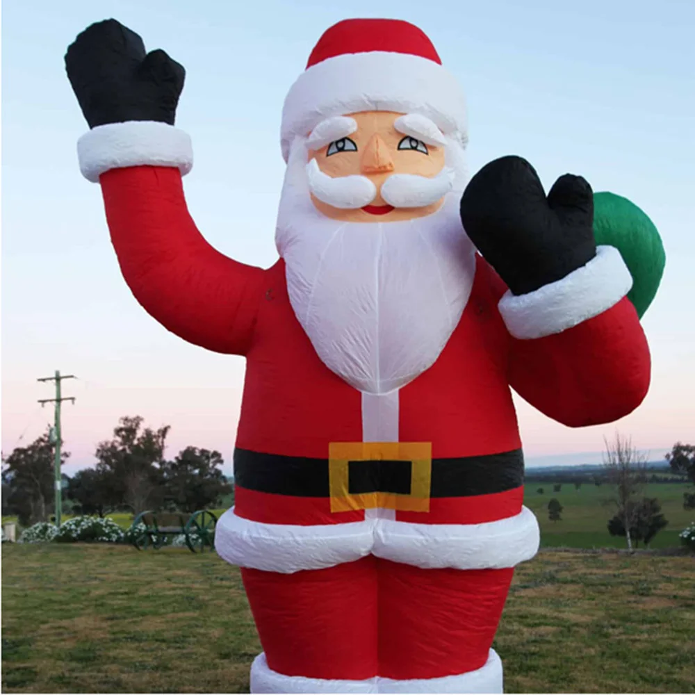 Papá Noel inflable gigante para decoración de patio, dibujos animados de Navidad, venta al por mayor, envío rápido, 4m, 6m, 8m, 10m, 12m