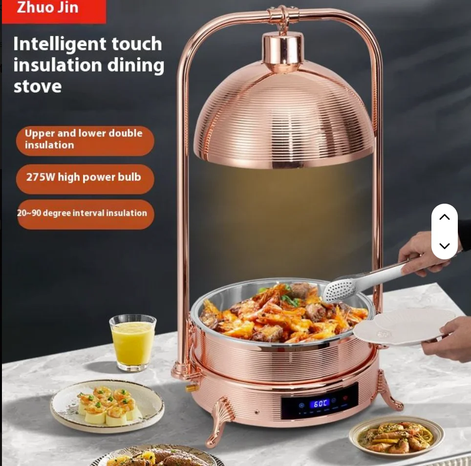304 Stainless Steel Commercial Food Insulation Stove Electric Heating Buffet Catering Dish Pot Hotel Usage Capacity 9L