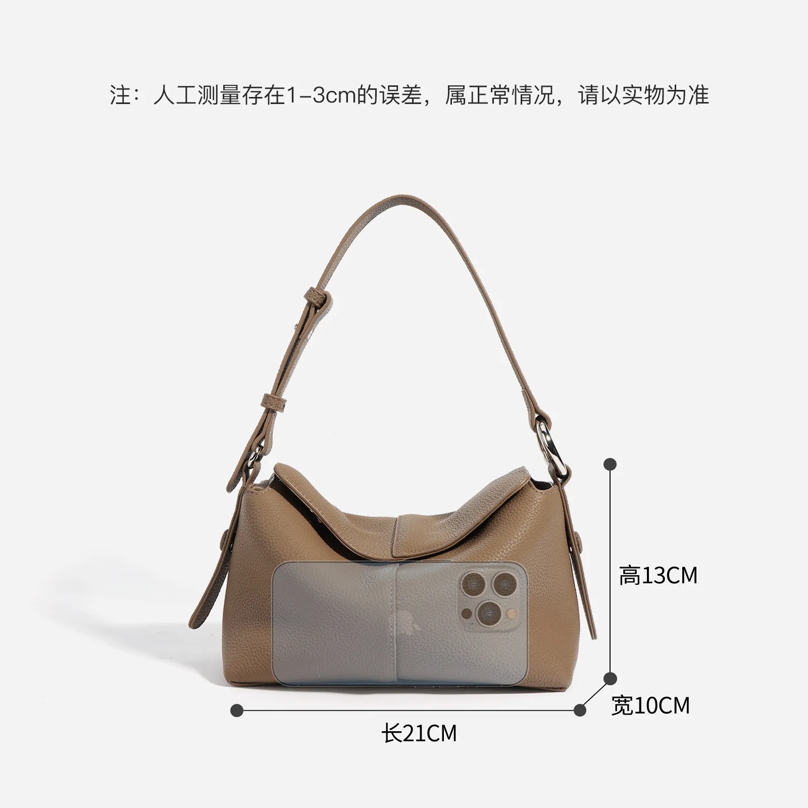 Genuine Leather New Underarm Bag Head Layer Cowhide Crossbody Commuter Bag Female Handbag Shoulder Bag