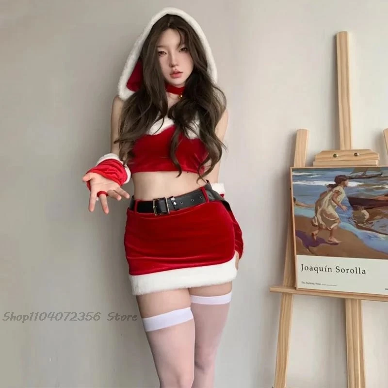 Hot Christmas Outfit Costumi cosplay di Babbo Natale super sexy per le donne Festa di festa Club Performance Servizio fotografico Seducente allettante