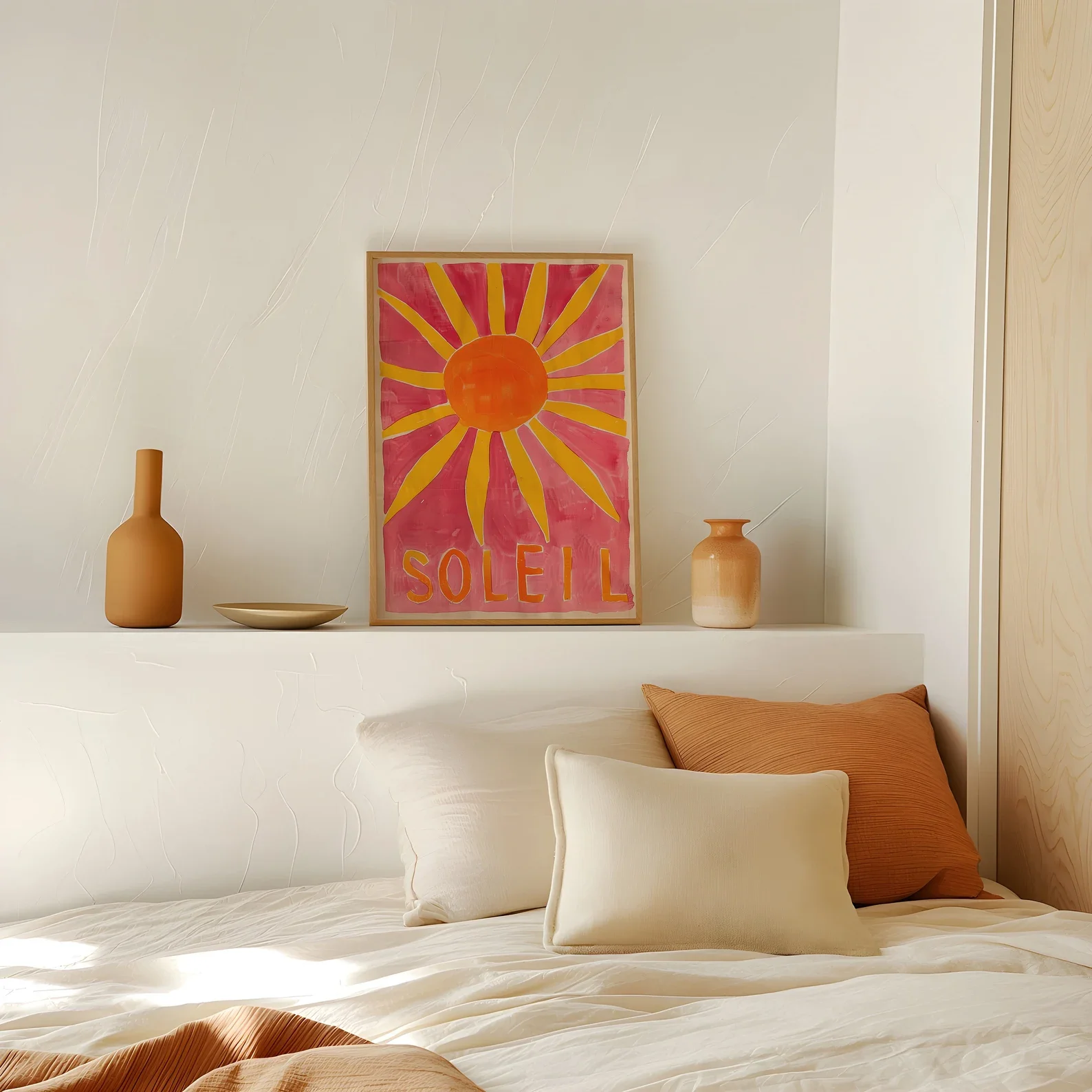 Soleil Colourful Summer Print,Canvas Wall Print， High‑Grade Home Decoration Artwork for Bedroom, Living Room, Office & Interior