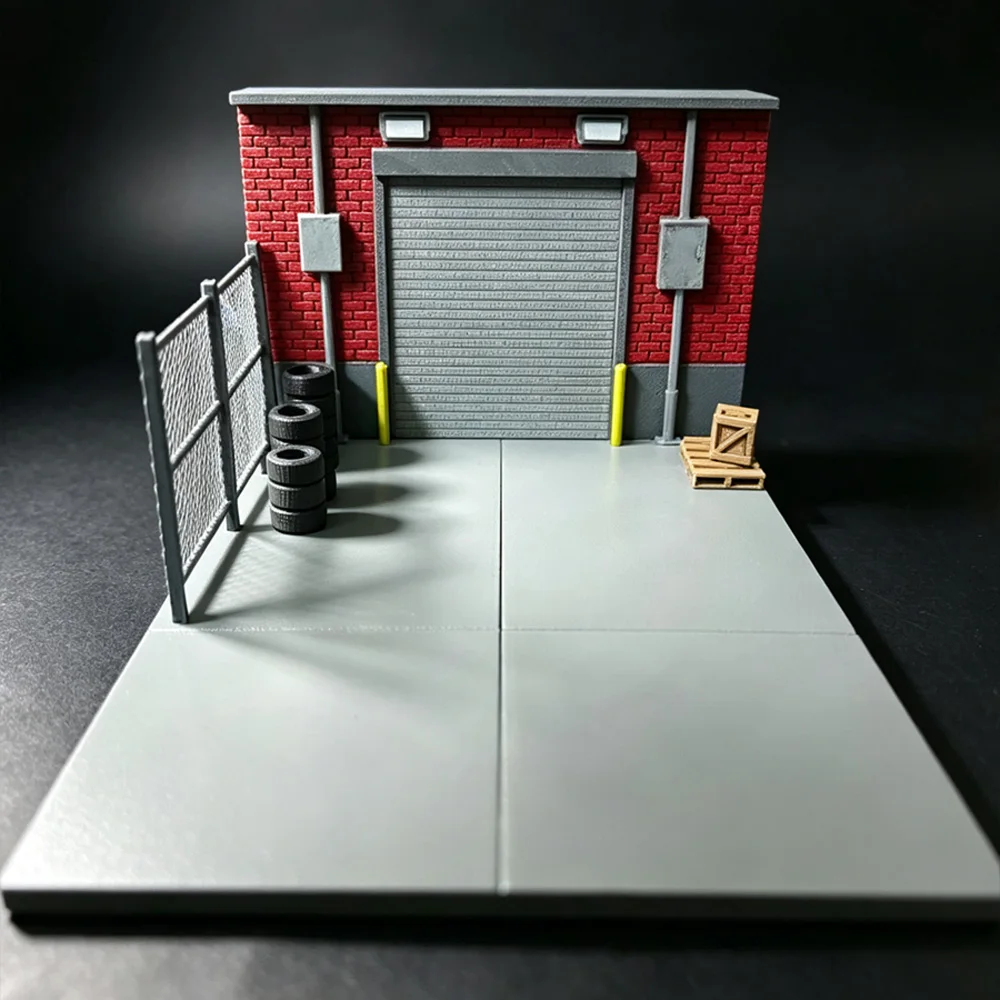 1:64 Miniatur-Reparaturwerkstatt Parkplatz-Szenerie Automodell Diorama Straße 3D-Gedrucktes DIY Blanko-Modell Desktop-Ornamente – Detail 6