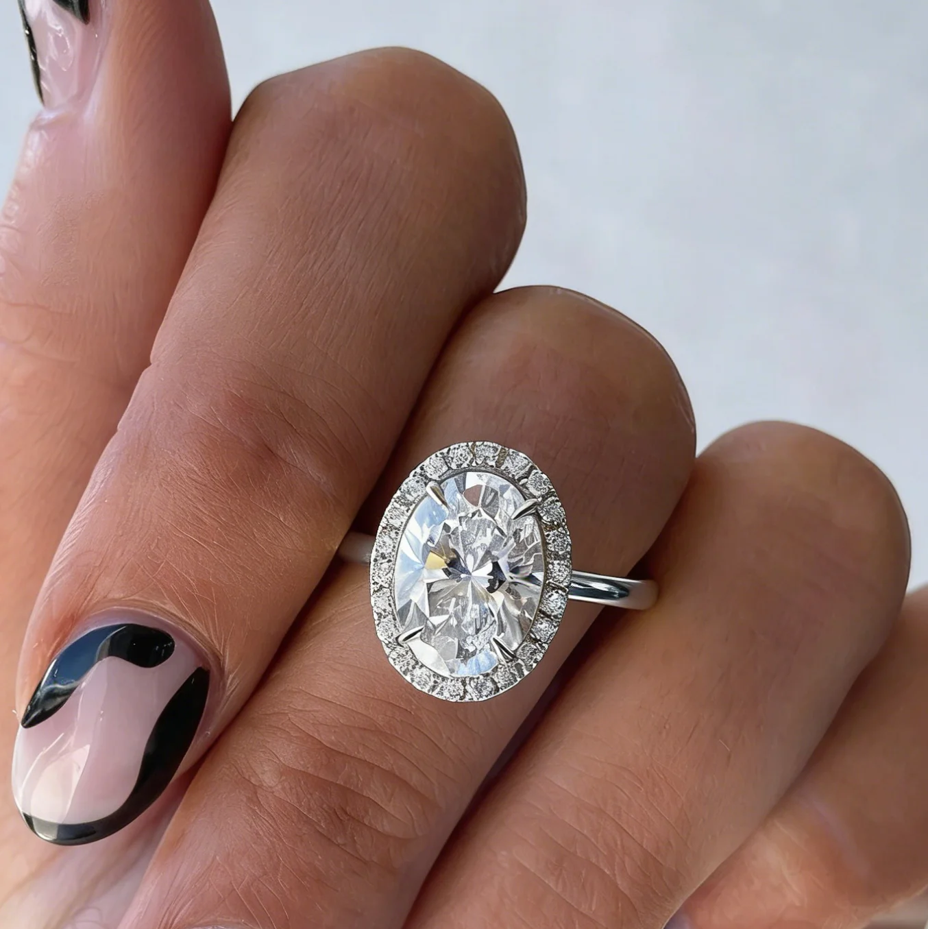 

1/2/3/5carat Oval Cut Moissanite Engagement Rings for Women S925 Silver Halo Diamond Bridal Wedding Band Classic Promise Ring