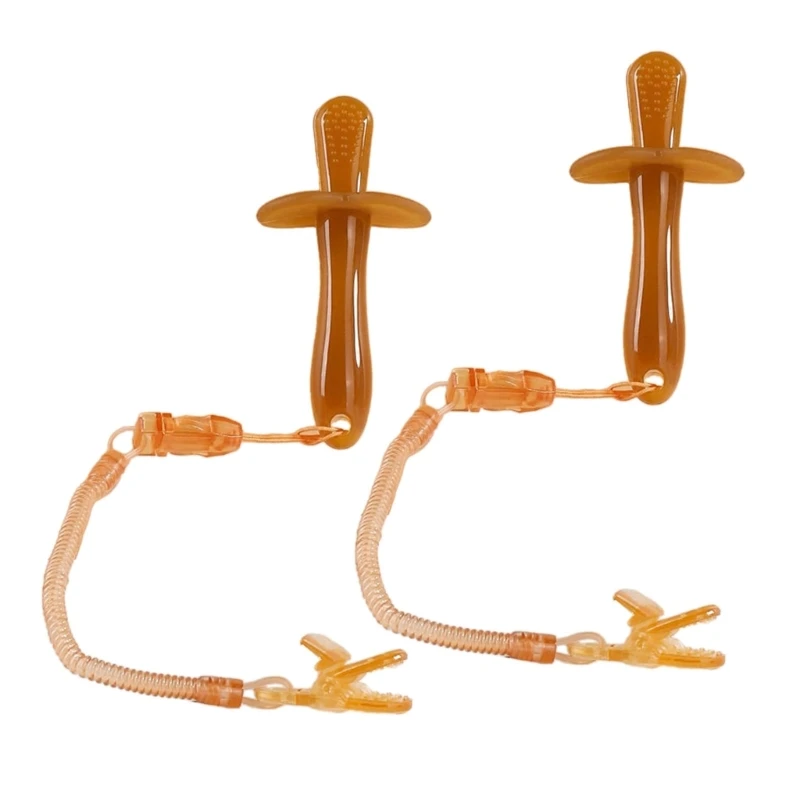 

Ergonomic Teething Tool Rubber Teether Holder Silicone Baby Teether for Babies