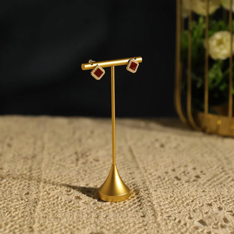 Jewelry Earrings Display Stand Holder T Bar Rack Tower Metal Earring Bracket Organizer Ear Studs Hanging Storage Shelf