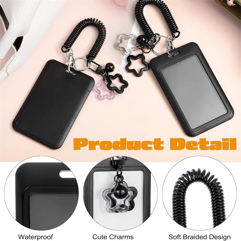 Korean Fashion Photocard Holder Retractable Spring Coil Strap Keychain Card Case Student Bus Credit Card Cover Bag Accessories image 2