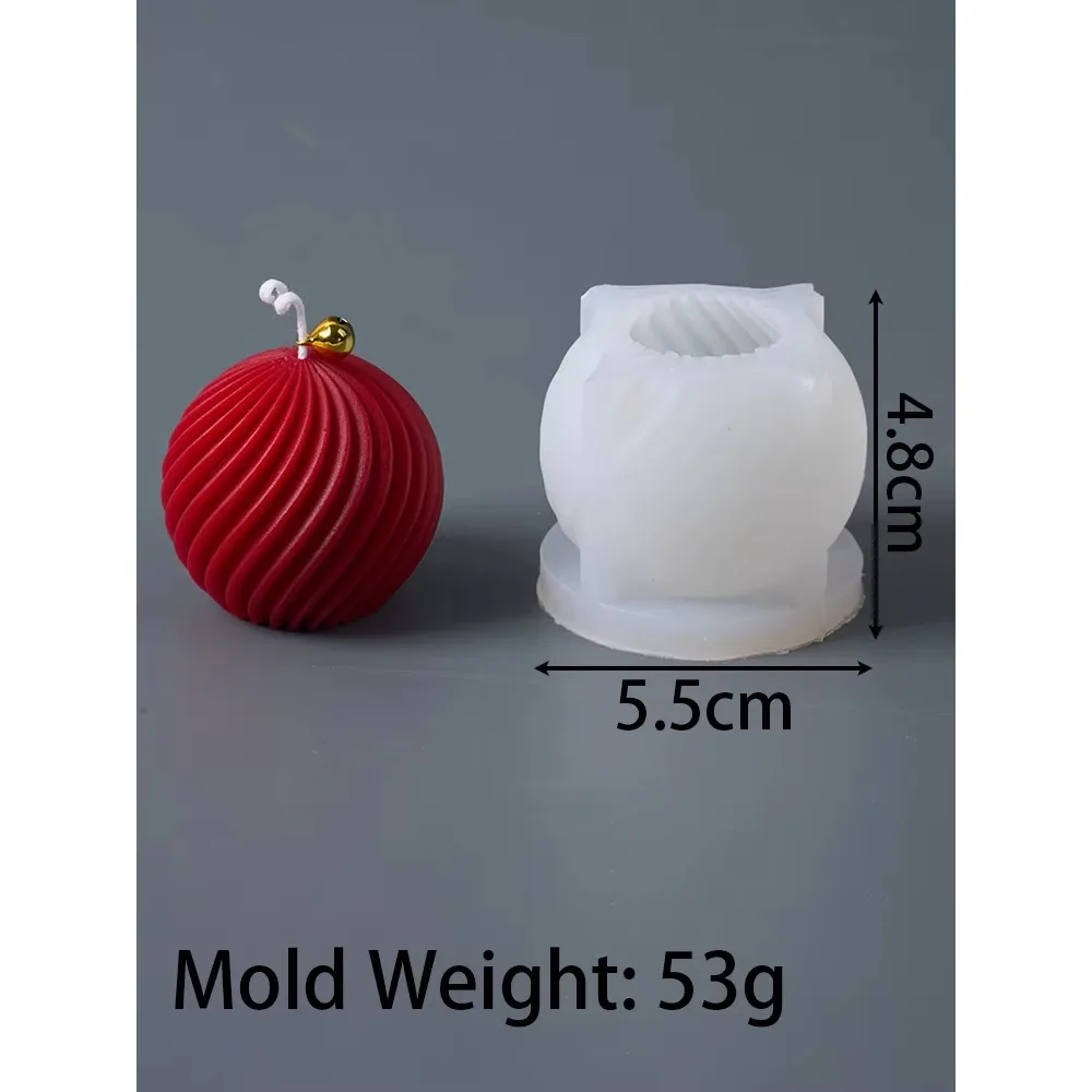 3D Rotate Ball Silicone Candle Mold Winter Christmas Souvenirs DIY Stripes Aromath Soap Resin Plaster Crafts Making Home Decor