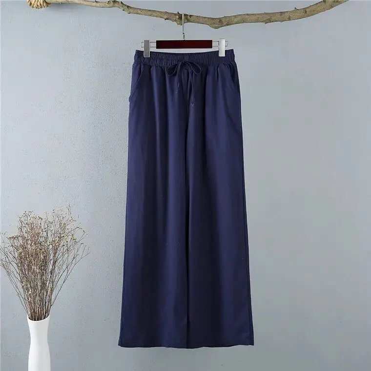 New 2026 Summer Women Comfortable cool thin wide leg pants,Brand plus size cotton linen pants,casual skirt Trousers 6XL 7XL