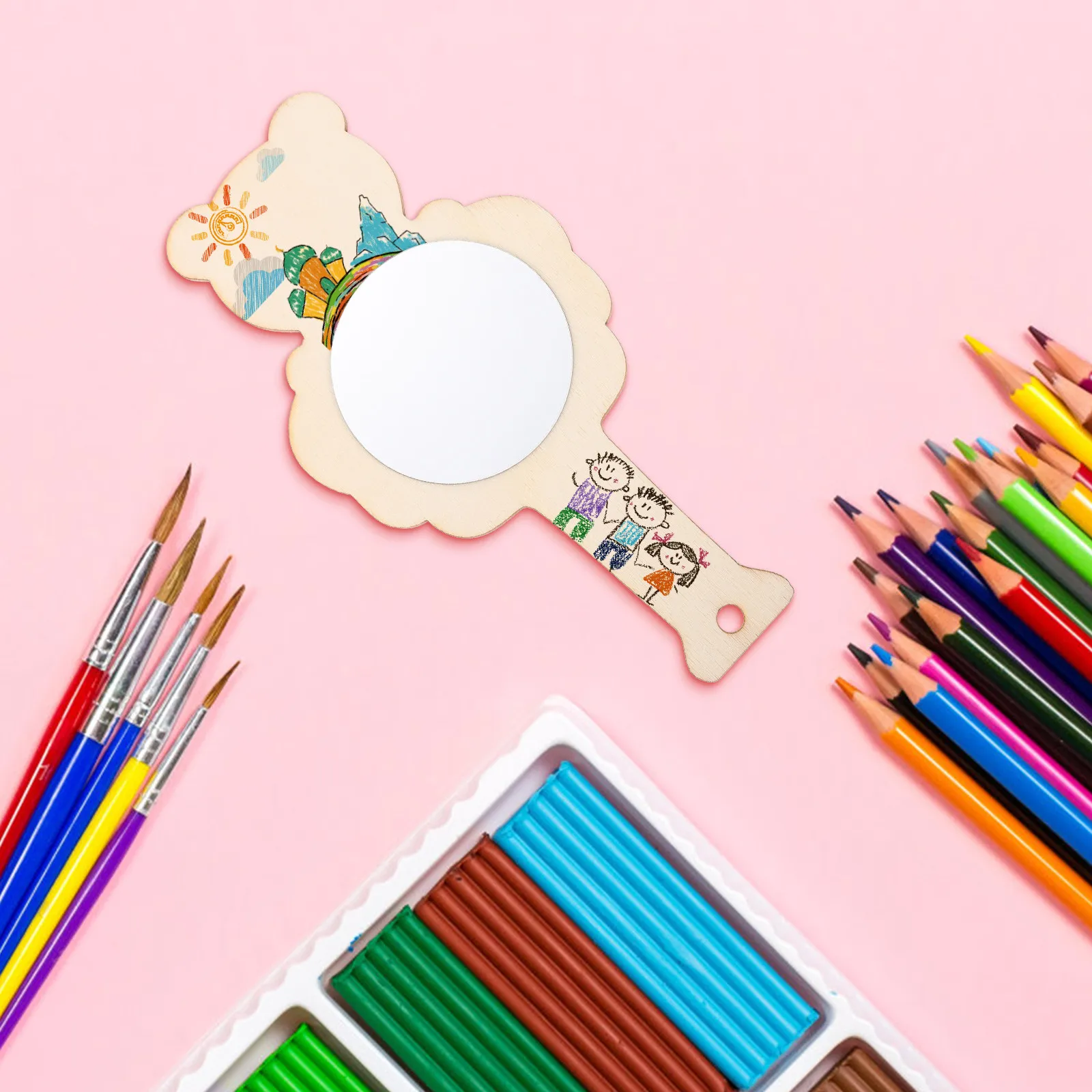 

Набор из 10 деревянных зеркал для творчества: ручные зеркала для макияжа и демонстрации произведений искусства