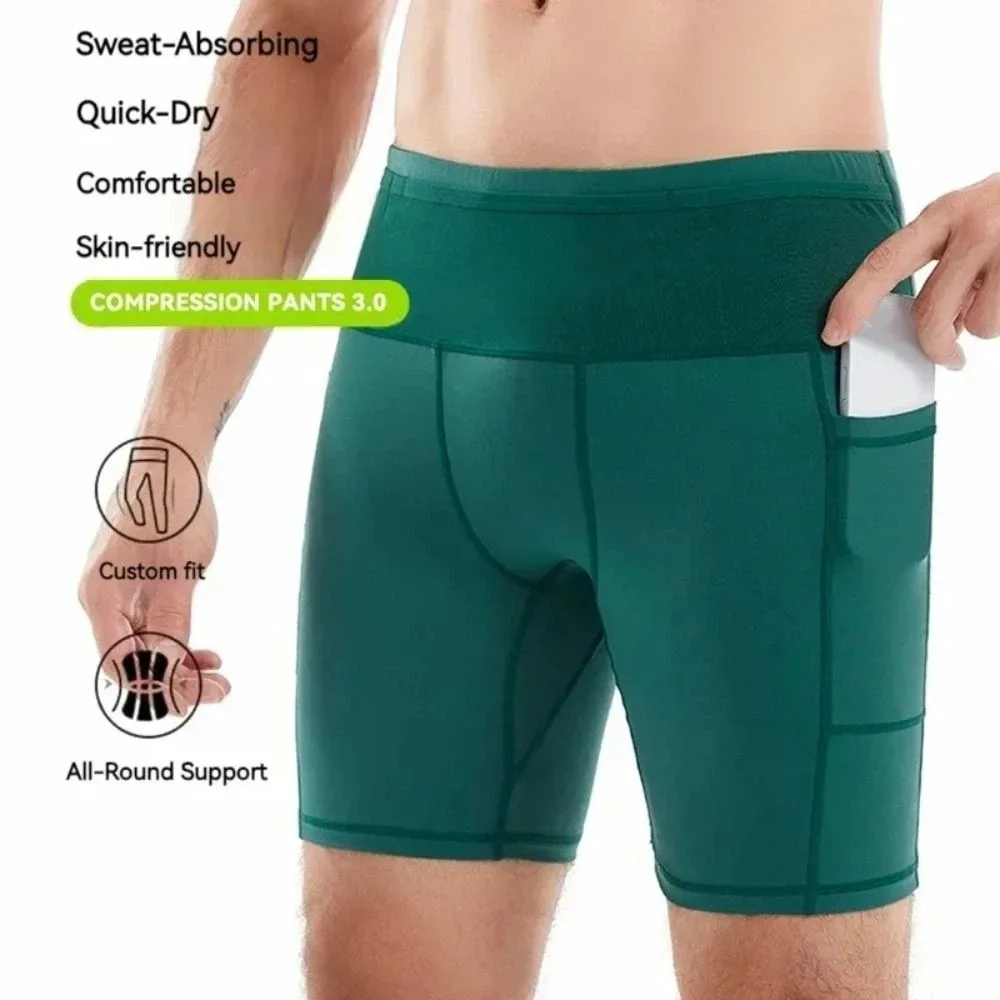Multi-Pockets Marathon Running Shorts Breathable Moisture Wicking Outdoor Sports Short with Waist Pack Quick Dry