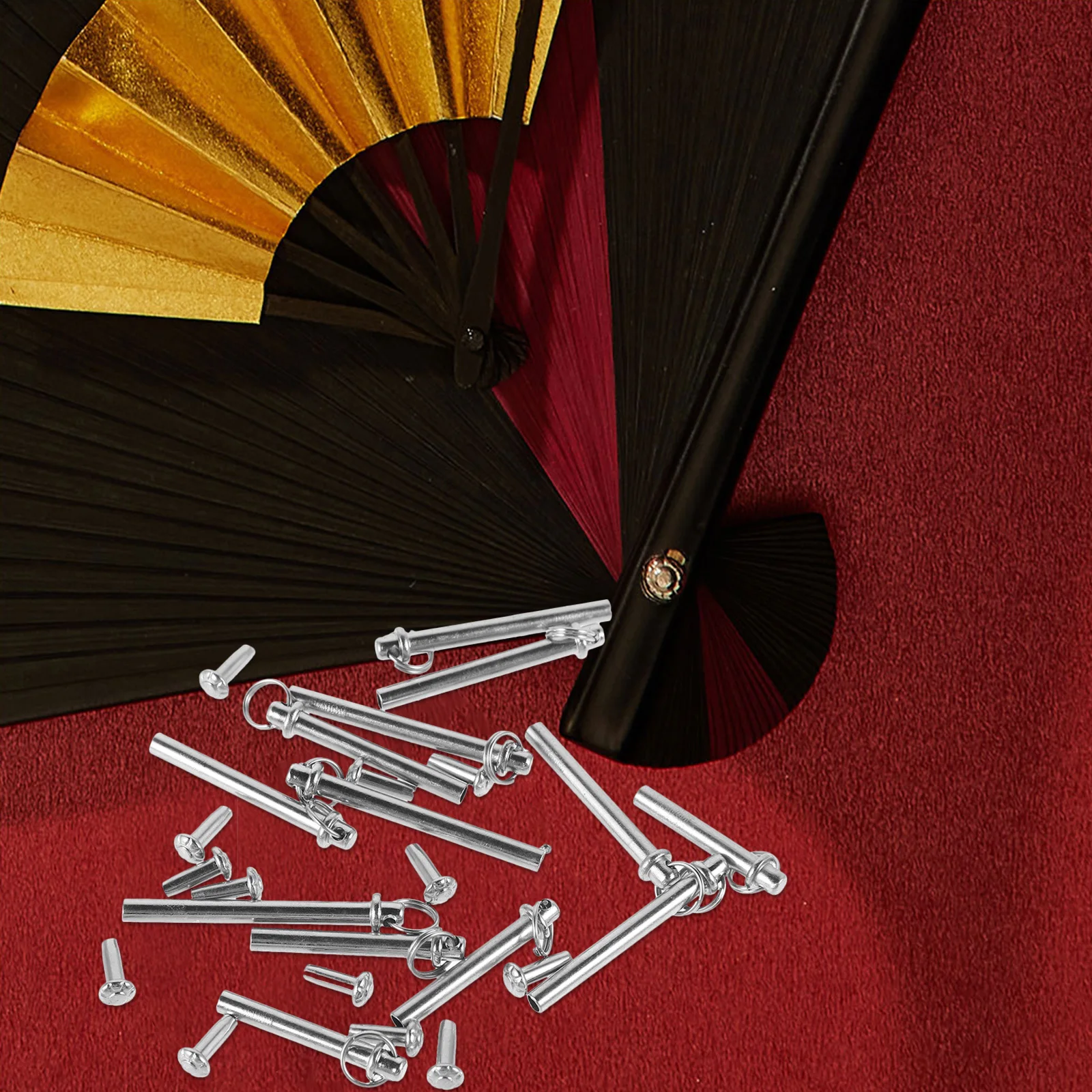 

13Sets Fan Joint Hardware Reliable Stainless Steel Rivets Nuts for Folding Fan DIY Repair Replacement Component Set