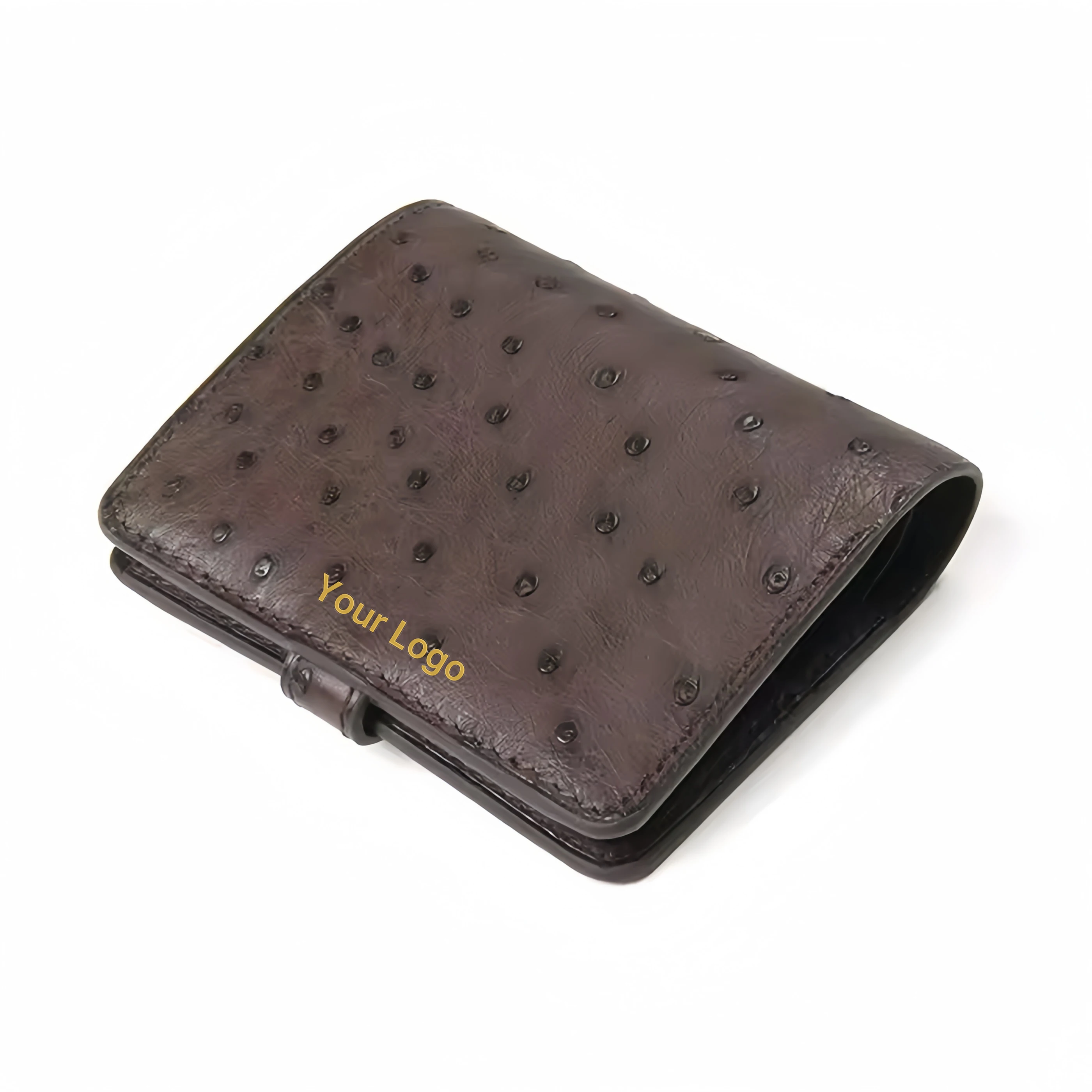 New Design Custom Luxury Ostrich Leather Coin Purse Durable Men Bifold Wallet Business Ostrich Skin Small Card Wallet