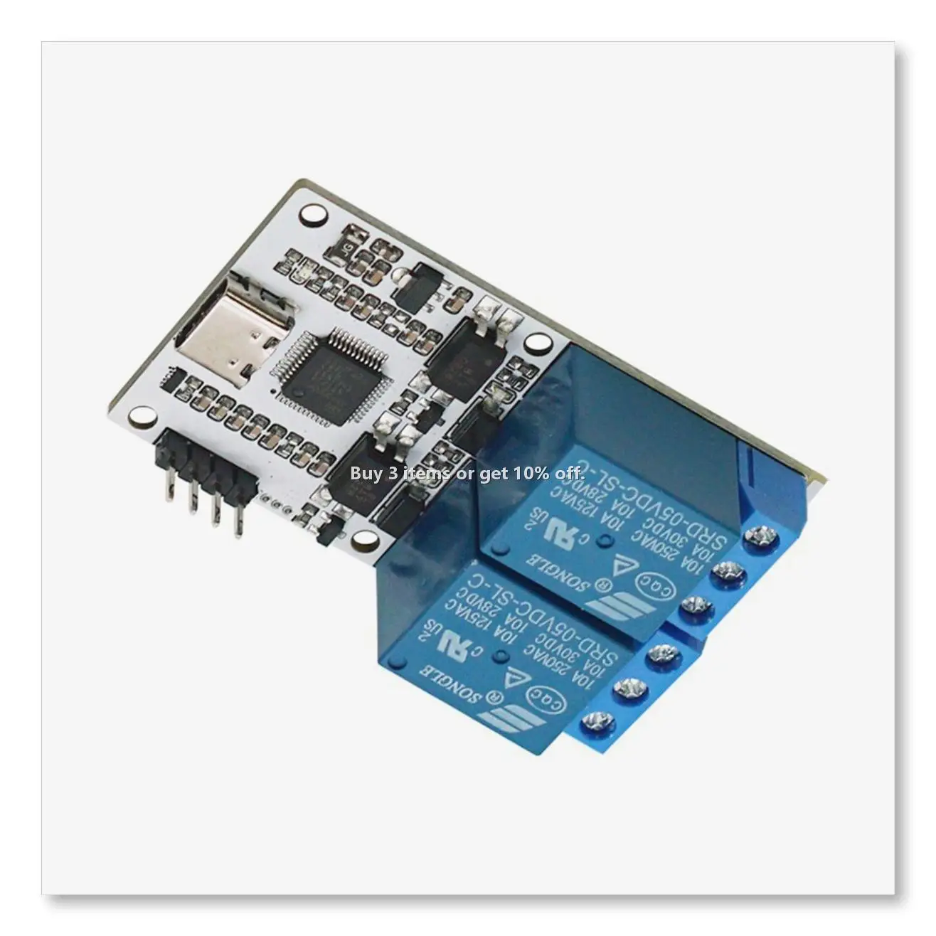 ◉Relay Module 2 Channel USB to CH340 Serial Control Relay Module Optocoupler Protection TYPEC Interface Module DSTUR-T20