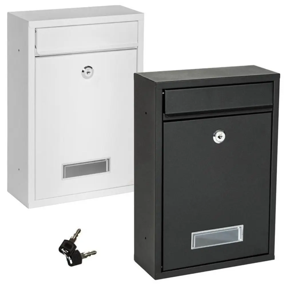 Rainproof Wall Mounted Mailbox Iron with 2 Keys Tinplate Letter Boxes Rustproof Clear Window Large Mail Drop Box Front Door