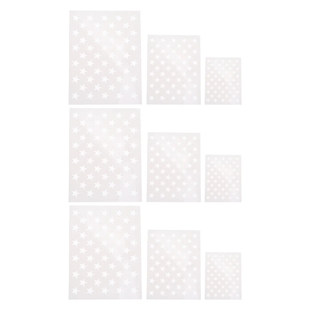

9 Sheets Pentagram Template Hollow Out White Pet Material Durable Star Stencil Painting Crafts American Flag DIY Supplies