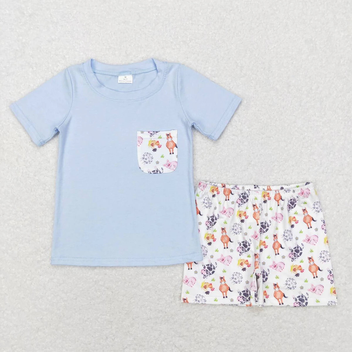 T-shirt à Manches Courtes en Forme de Canard Gris pour Enfant, Short à Poches Camouflage, Tenue de Boutique, Ensemble d'Été pour Bébé Garçon, Vente en Gros