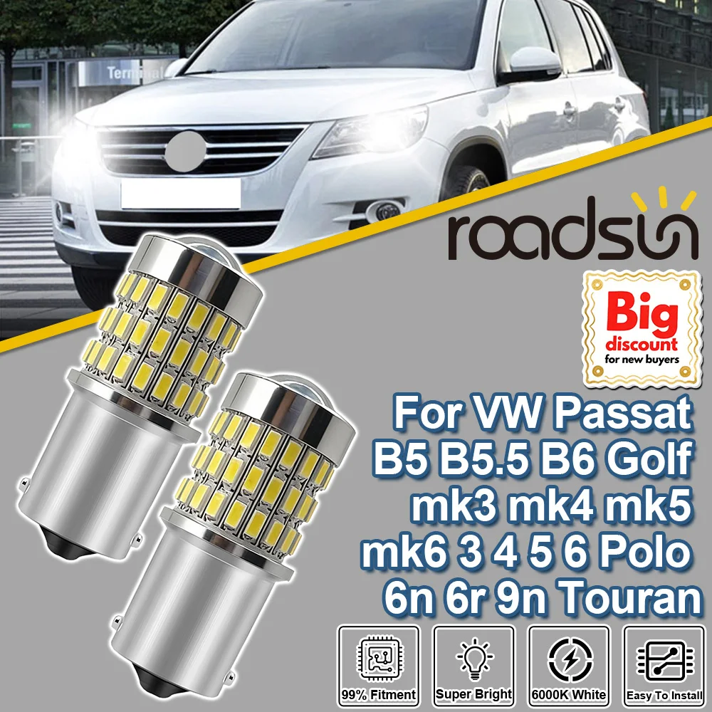 Roadsun 1156 P21W For VW Passat B5 B5.5 B6 Golf mk3 mk4 mk5 mk6 3 4 5 6 Polo 6n 6r 9n Touran 2X LED Projector Lens Reverse Light