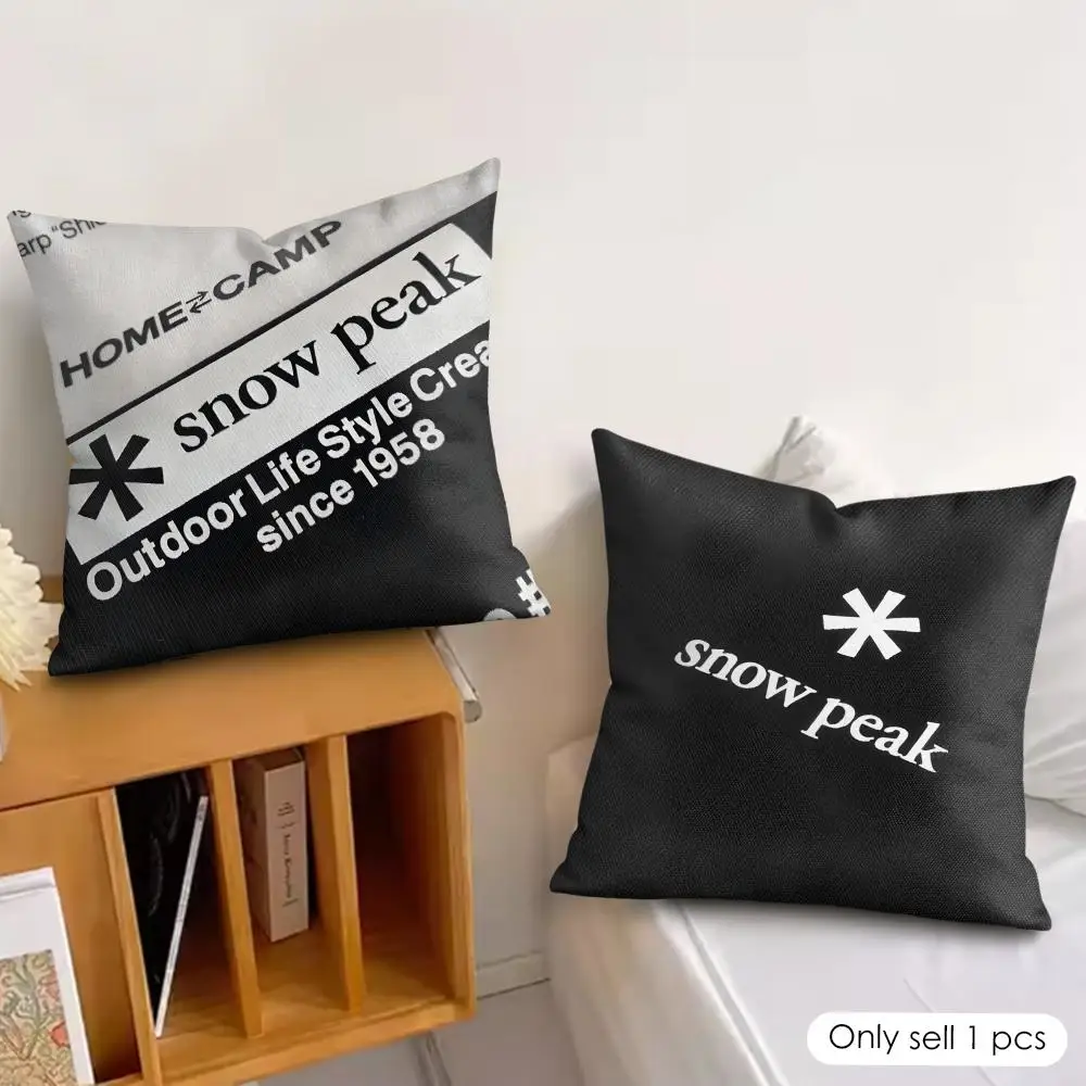Outdoor S-Snows Peak-logo Cushion Cover Silky Short Plush Invisible Zipper Dustproof Sofa Pillow Case For Home Decor