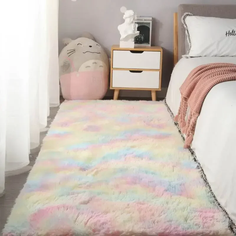 

Nordic Modern Tie dye Gradient Carpet Rugs Bedroom Living Room Rectangular Carpet Soft Comfortable Area Carpet Rainbow Carpet