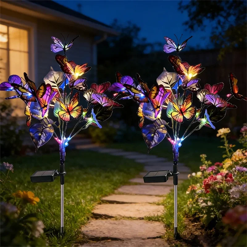 Solar Butterfly Ground LED Lights Waterproof  for Garden Yard Lawn Outdoor Fence Festival Shrubbery Decoration
