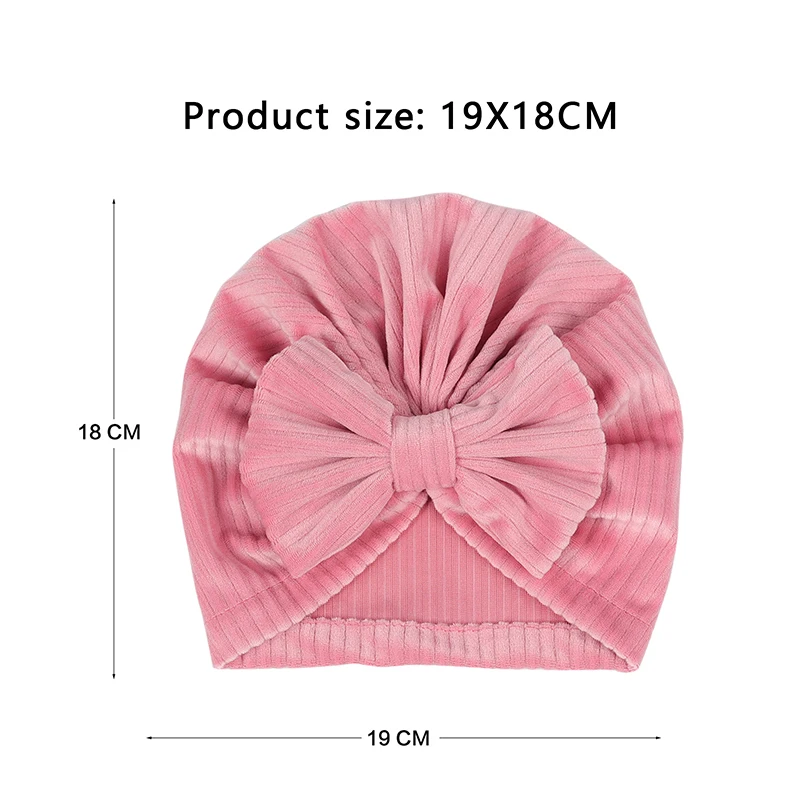 Newborn Bow Corduroy Hat Solid Color Baby Turban Hat Toddler Nursery Beanie Headwrap Hospital Cap