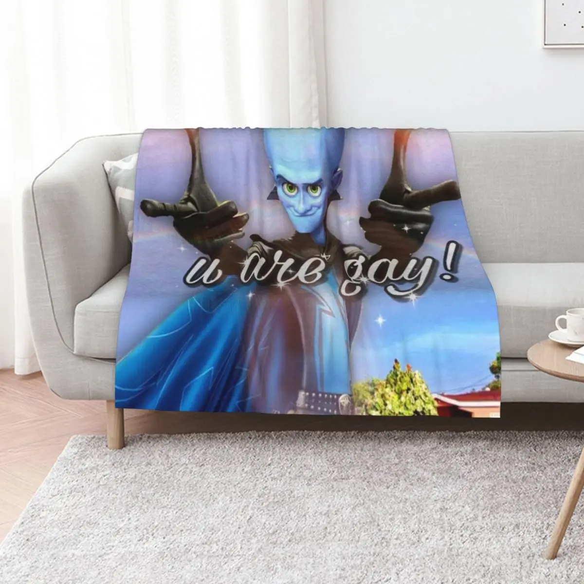 Megamind U Are Gay! Meme Throw Blanket halloween anime Luxury Thicken For Baby Flannels valentine gift ideas Blankets