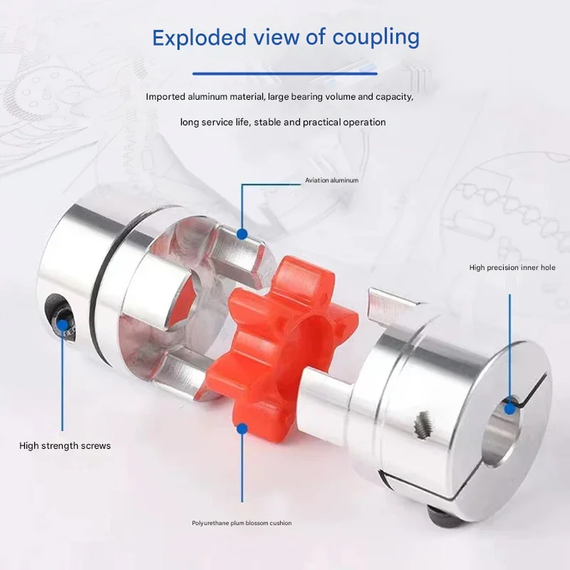 1PCS D20L25 5x8mm 3mm 4mm 5mm 6mm 6.35mm 7mm 10mm Plum Coupling Spider Flexible Motor Coupler Aluminium Flexible Jaw Coupling