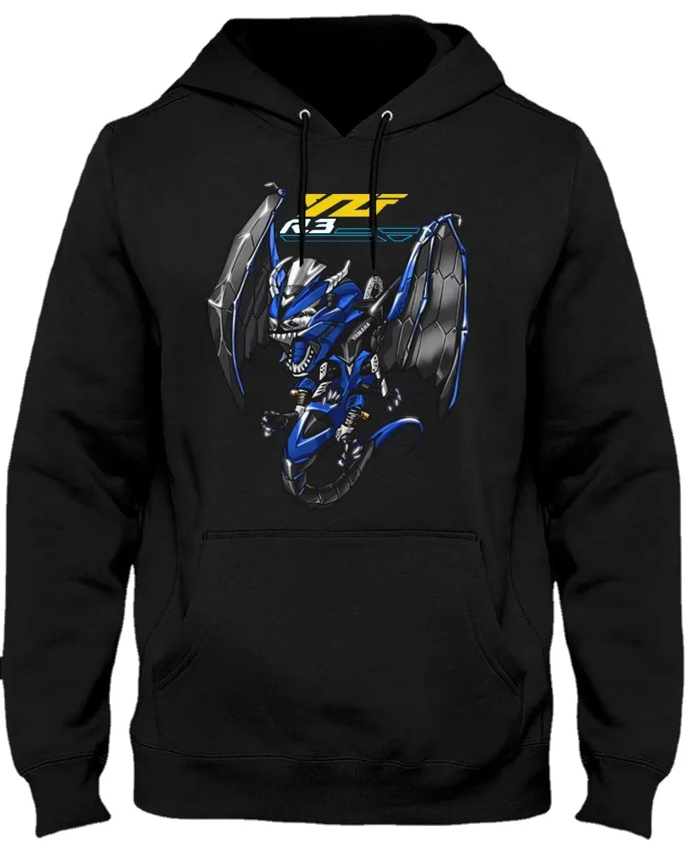 Classic Japanese Motorcycle YZF R3 Dragon Inspiration Pullover Hoodie Comfortable Cotton Casual Mens Sweatshirt Rider Streetwear