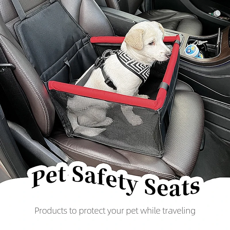 

Collapsible Travel Pet Carrier Bag with Safety Belt - Double Layer Waterproof Dog Car Seat Mat Foldable Storage Organizer