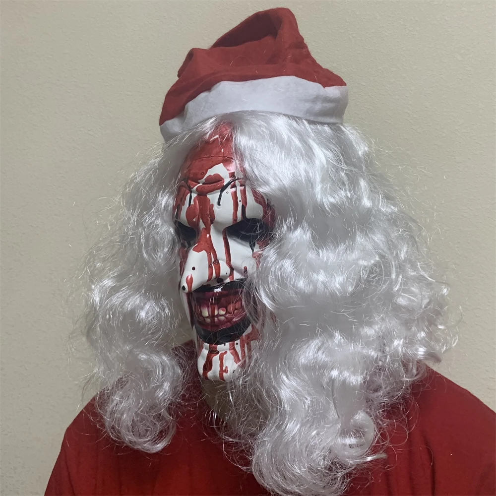 Cosplay Joker Mask Horror Blood Ghost Ugly Eight Monsters with Wig Mask Halloween Costume Wearing Hat Party Props Clown Mask