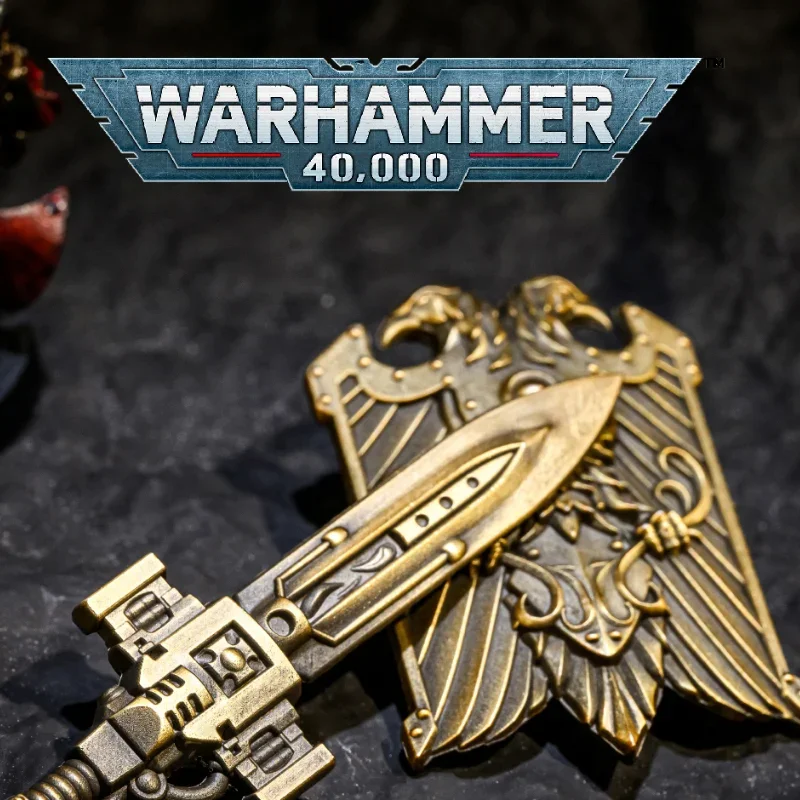 Starforged Warhammer 40K Game Peripheral Adeptus Custudes Sword and Shield Weapon Keychain Brooch Set Boys Pendant Badge Gifts