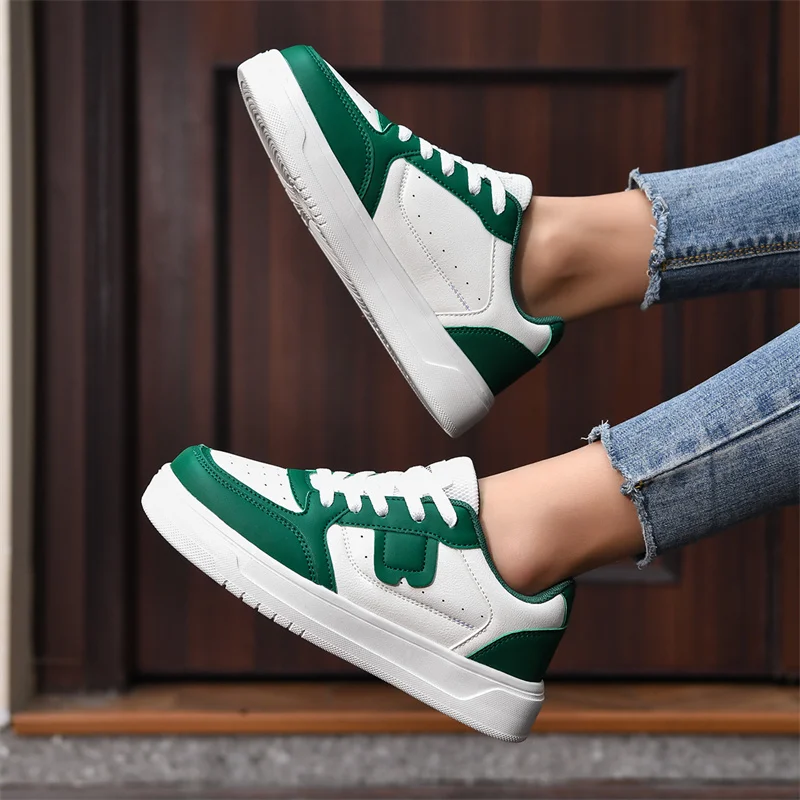 

ELUVA Womens Sneakers Autumn White Shoes Lightweight Thick Sole Non Slip Skatebaord Shoes Unisex Casual Sports Shoes for Man