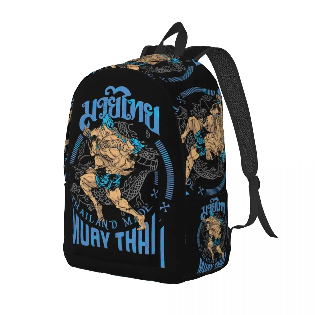 Custom Muay Thai Fighter Canvas Backpacks Women Men Basic Bookbag for College School Thailand Boxing Fight Bags