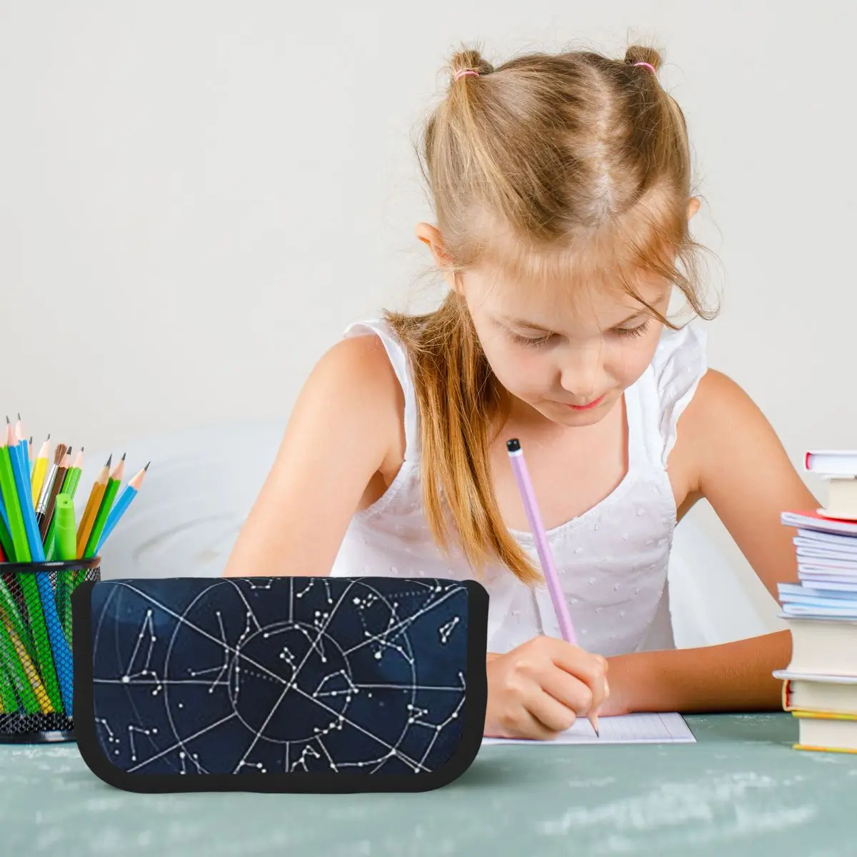 Zodiac Constellations Space Pencil Case Pencil Pouch Storage Stationery Supplies Pen Box Pencil Bag for Boys Girls School
