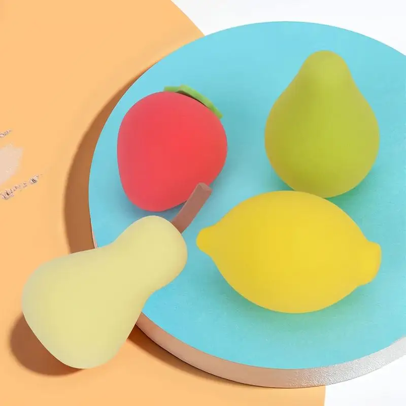 4Pcs/Box Cute Pear Fruit Makeup Sponge Set Cosmetic Puff for Foundation Concealer Powder Face Blender Beauty Tools