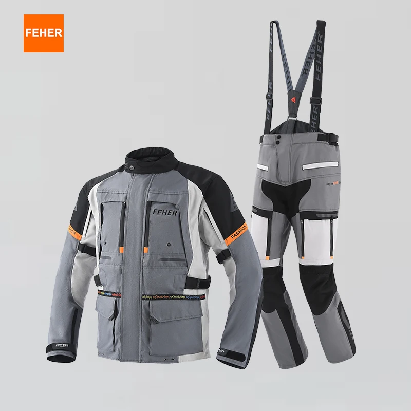 

FEHER мужские мотоциклетные раллийные костюмы Four Seasons водонепроницаемые и ветрозащитные куртки трехслойные для путешествий на мотоцикле на большие расстояния