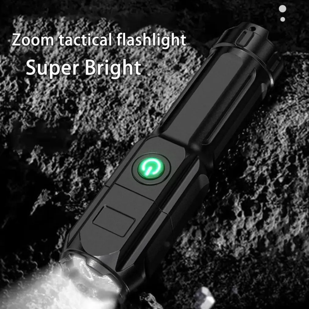 Portable LED Flashlight Built-in Battery USB Rechargeable Outdoor Camping Fishing Lighting Tool Hiking Cycling Torch